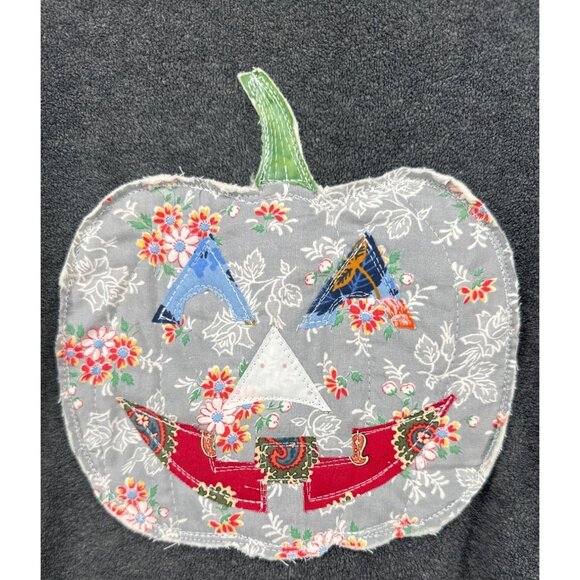 The Scrappy Camper + NY&Co Womens XL Upcycled Tunic Gray Terry Pumpkin Halloween - Picture 3 of 11